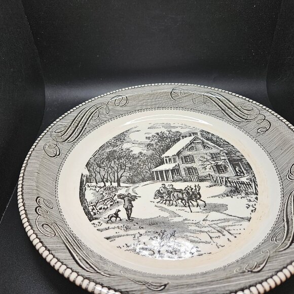 Vintage Jeanette Transferware Black and White Vegetable Dish - Picture 2 of 6